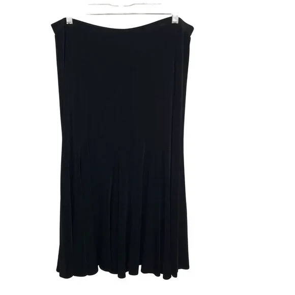 Chicos Travelers 3 Sz XL Skirt Slinky Stretch Full Flared Multi Panel Midi Long - Picture 2 of 9